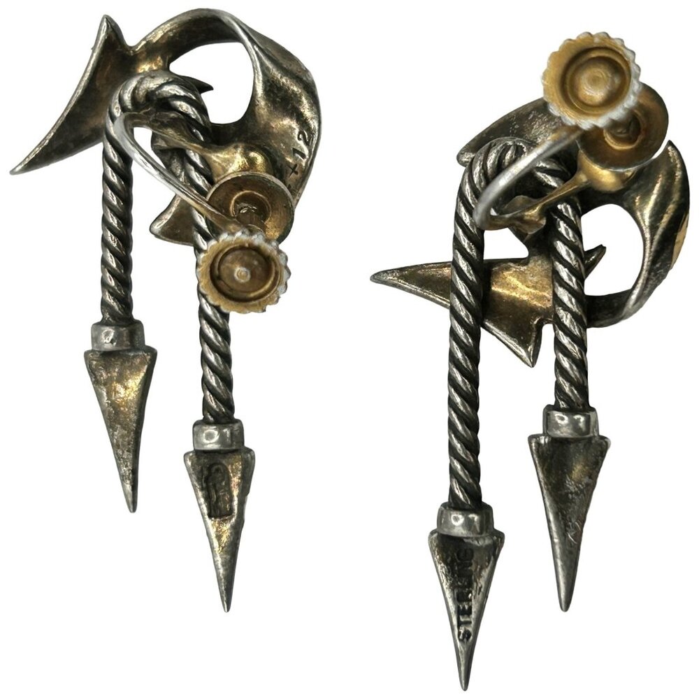 Marcel Boucher Phrygian Cap Sterling Reticulated Arrow Brooch Earrings - Picture 4 of 9